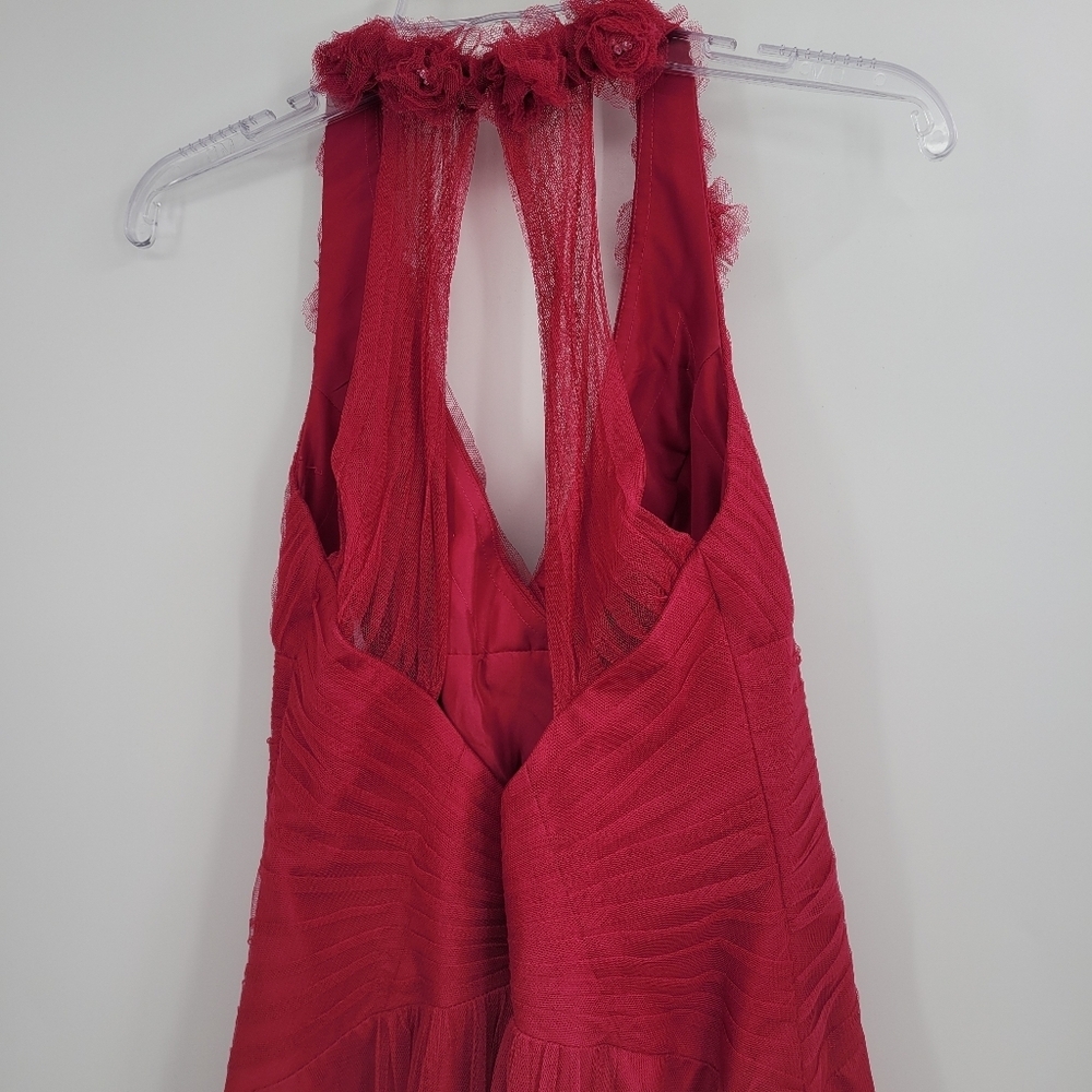 Alfred Angelo Raspberry Pink 3D Floral Chiffon Dress - Picture 3 of 11